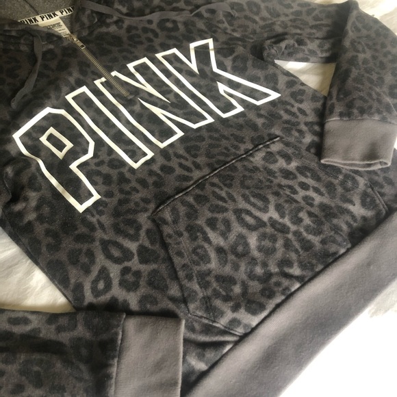Victoria’s Secret PINK leopard half zip hoodie - Picture 2 of 4